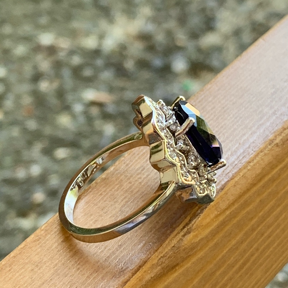 925 Silver blue sapphire wedding party ring new - Picture 2 of 7